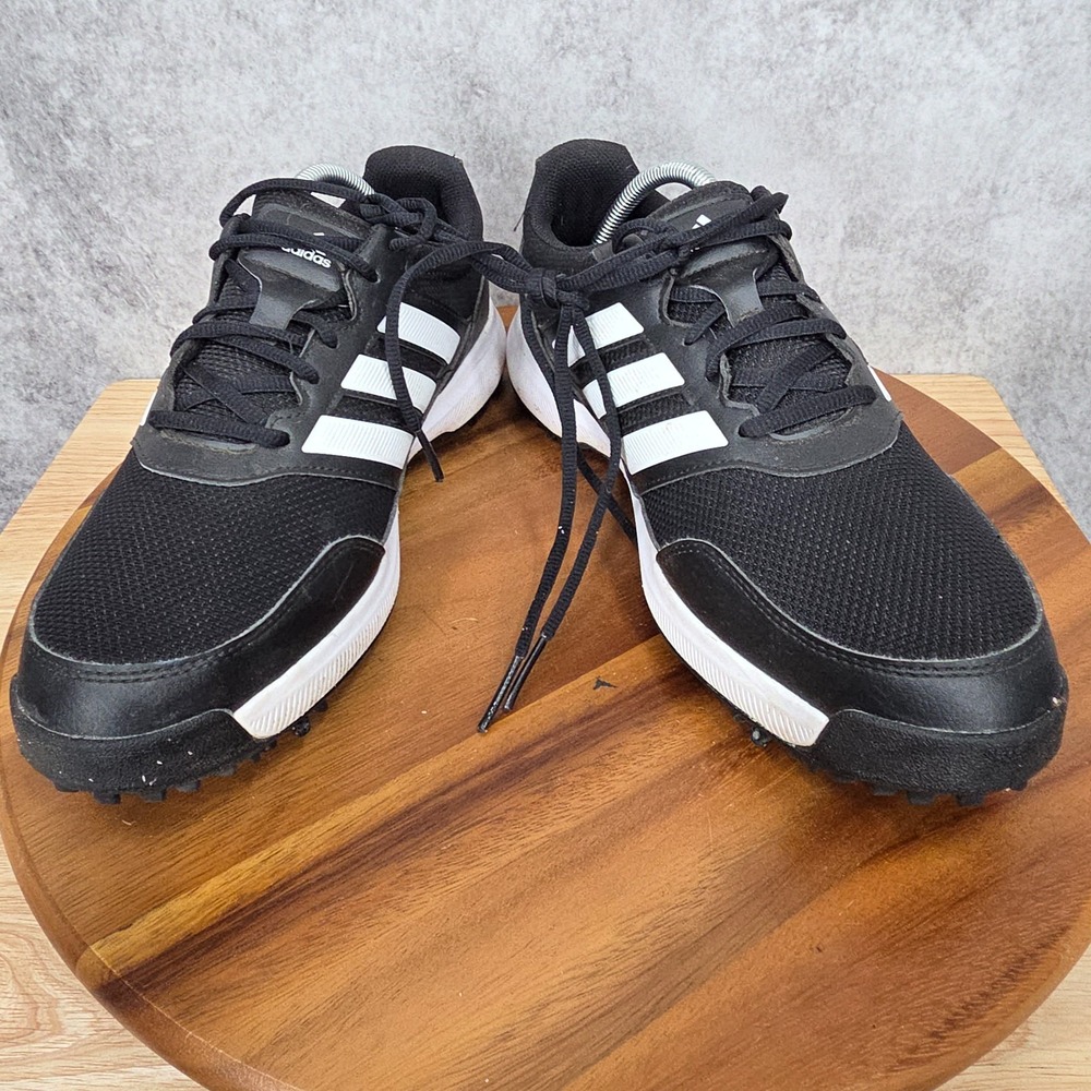 Adidas Tech Response 2.0 Golf Shoes Mens Sz 9.5 Black White Stripes EE9122 - Picture 4 of 12